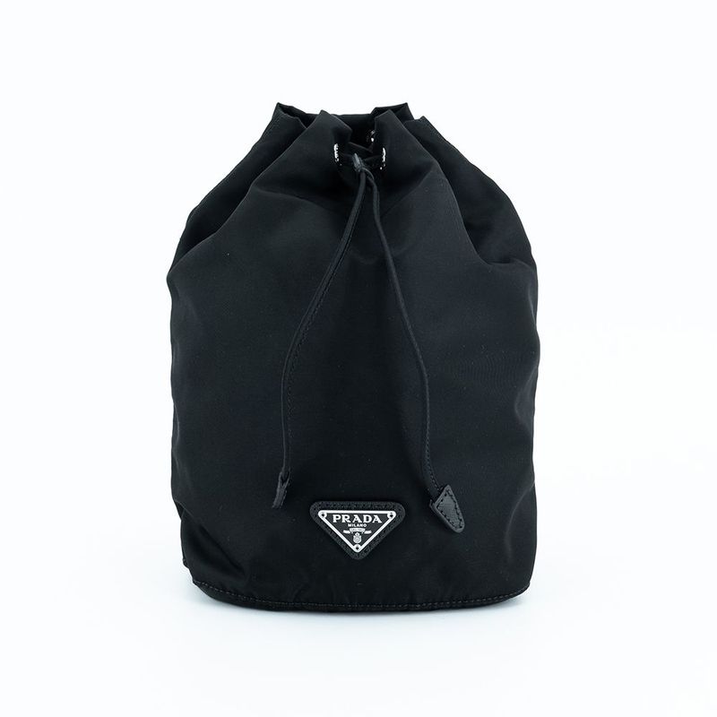 Bucket Bag Nt Black Nylon Mini Pouch Drawstring Bag